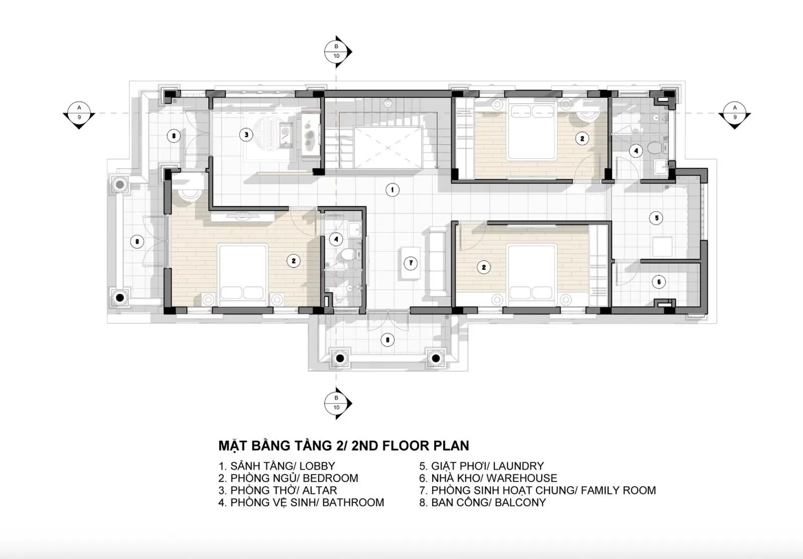 Tìm hiểu mặt bằng kiến trúc nhà phố 2 tầng mái thái