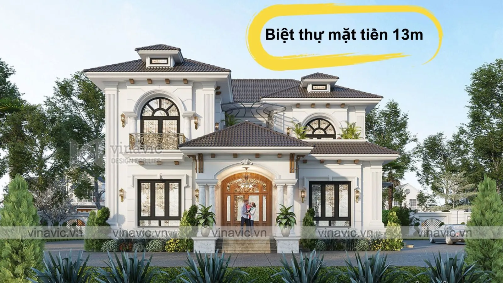 Tổng hợp 27 mẫu thiết kế biệt thự mặt tiền 13m đẳng cấp và bề thế