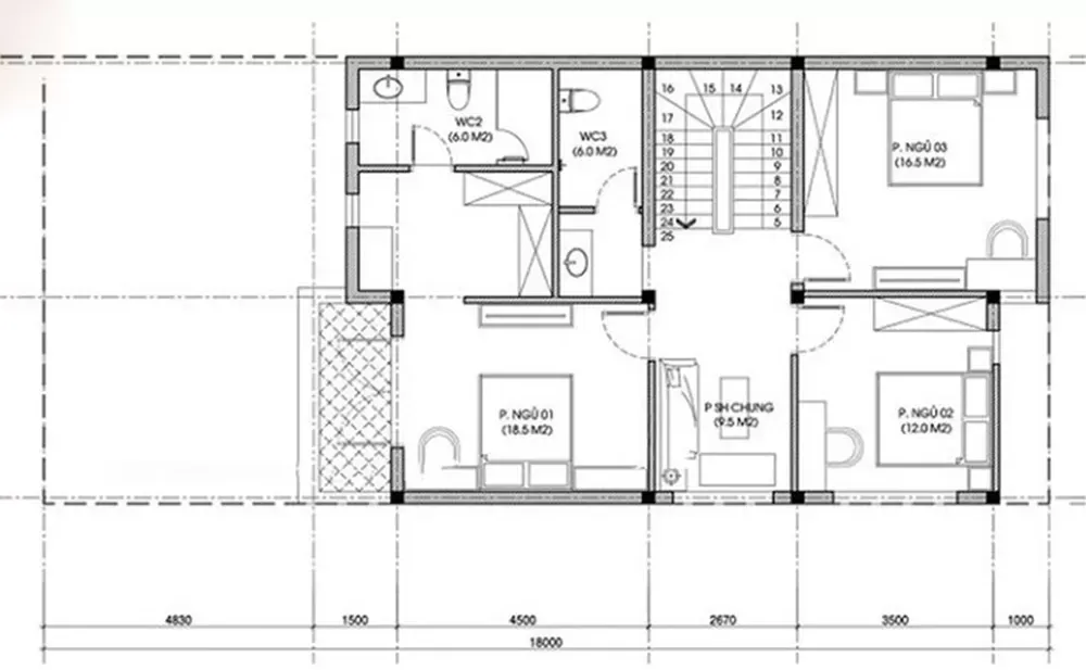 Tổng hợp các bản vẽ nhà 2 tầng 8x12m được sử dụng nhiều nhất