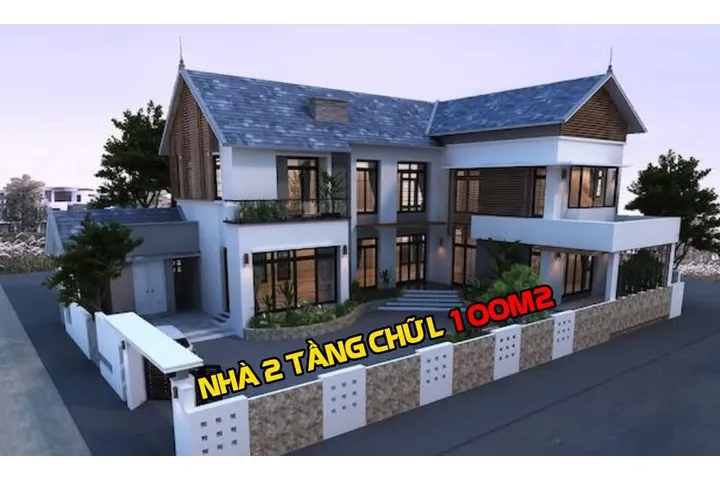 Tổng hợp các mẫu nhà 2 tầng chữ L 100m2 ấn tượng tiện nghi nhất