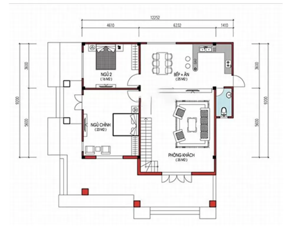 Tổng hợp các mẫu nhà 8×12 2 tầng siêu đẹp kèm bản vẽ mặt bằng