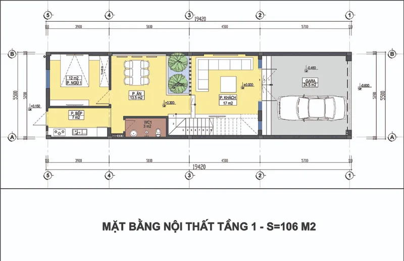 Tổng hợp các mẫu nhà ống 3 tầng 5x15m 4 phòng ngủ tiện nghi