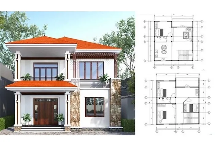 Top 11 bản vẽ thiết kế nhà 2 tầng 8x10m với kiến trúc đẹp và hót nhất