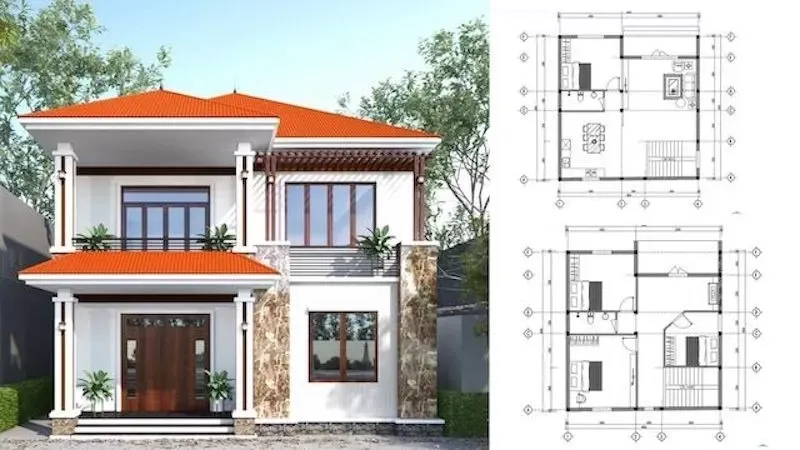 Top 11 bản vẽ thiết kế nhà 2 tầng 8x10m với kiến trúc đẹp và hót nhất