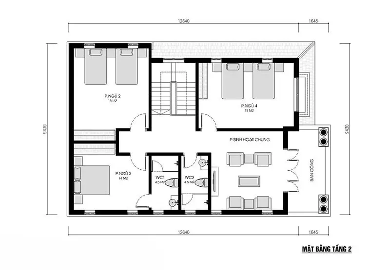 Top 11 bản vẽ thiết kế nhà vuông 2 tầng 8×10 được sử dụng nhiều nhất