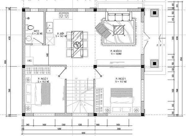 Top 11 bản vẽ thiết kế nhà vuông 2 tầng 8×10 được sử dụng nhiều nhất