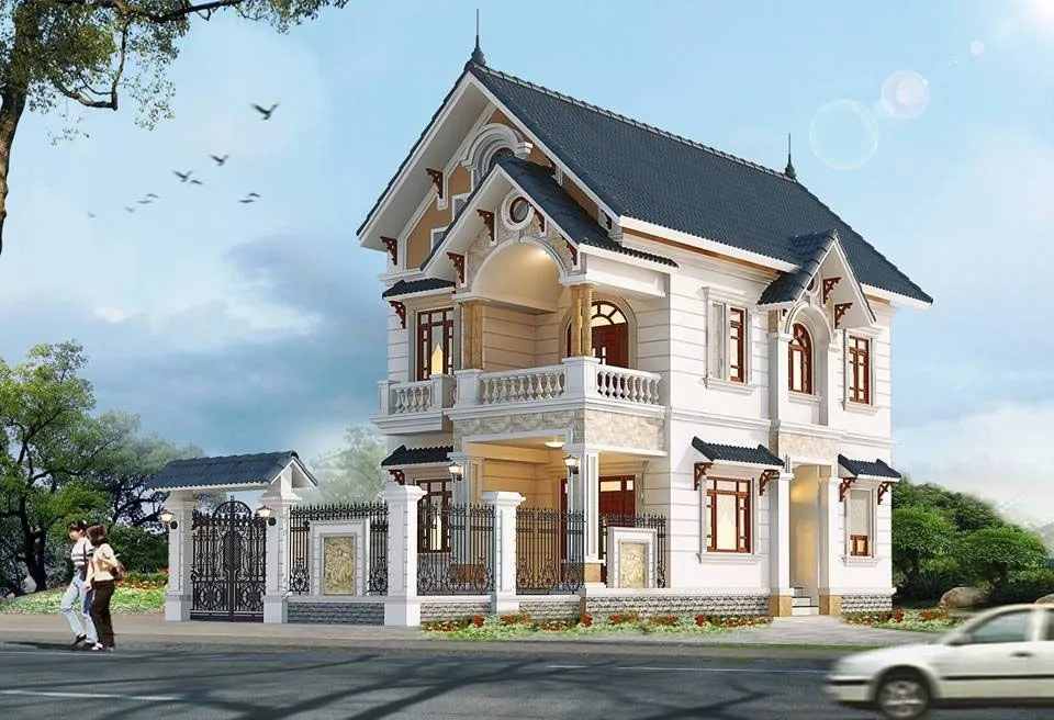 Top 27 mẫu thiết kế nhà 2 tầng 4 phòng ngủ 100m2 1 phòng thờ đẹp