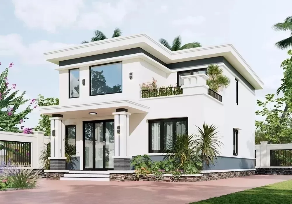 Top 27 mẫu thiết kế nhà 2 tầng 4 phòng ngủ 100m2 1 phòng thờ đẹp