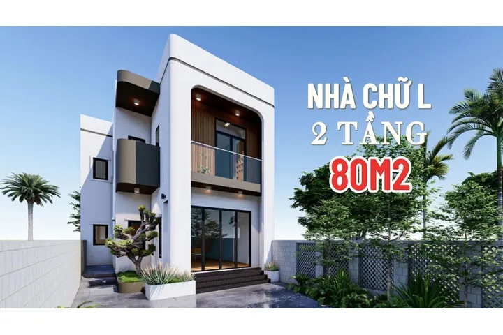 Top 33+ mẫu nhà 2 tầng chữ l 80m2 đẹp tiện nghi (Full bản vẽ)