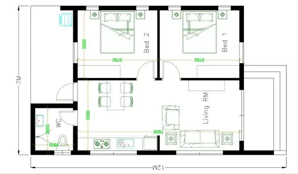 Top 33 mẫu nhà 7x12m 1 tầng đẹp kèm chi tiết bản vẽ thông dụng nhất