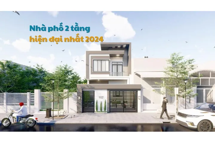 Top 45 mẫu nhà phố 2 tầng hiện đại, hợp xu hướng 2024