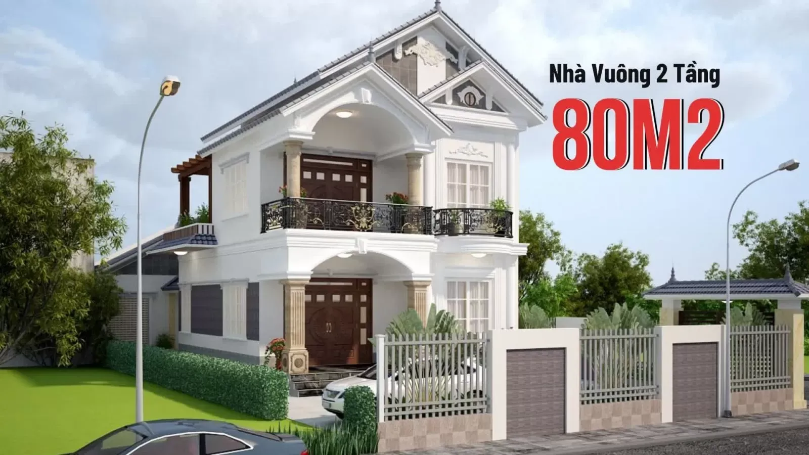 Top 55+ mẫu nhà vuông 2 tầng 80m2 đẹp hiện đại, sang trọng