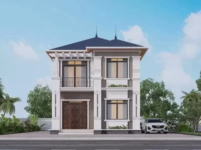 Top 55+ mẫu nhà vuông 2 tầng 80m2 đẹp hiện đại, sang trọng