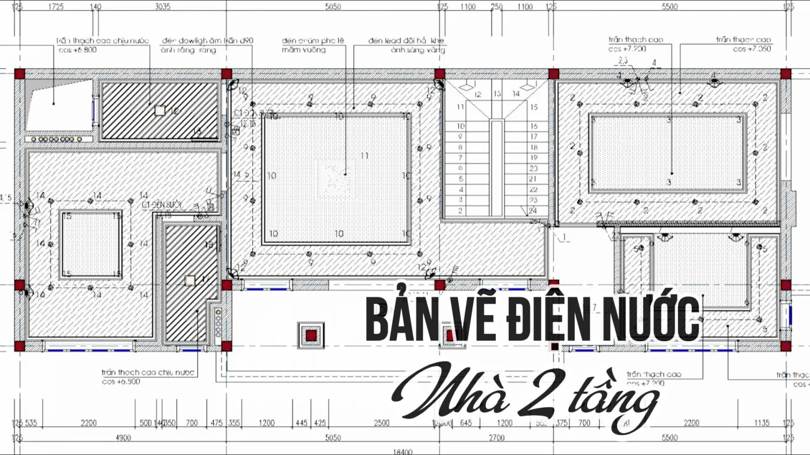 Trọn bộ bản vẽ điện nước nhà 2 tầng & sơ đồ chi tiết