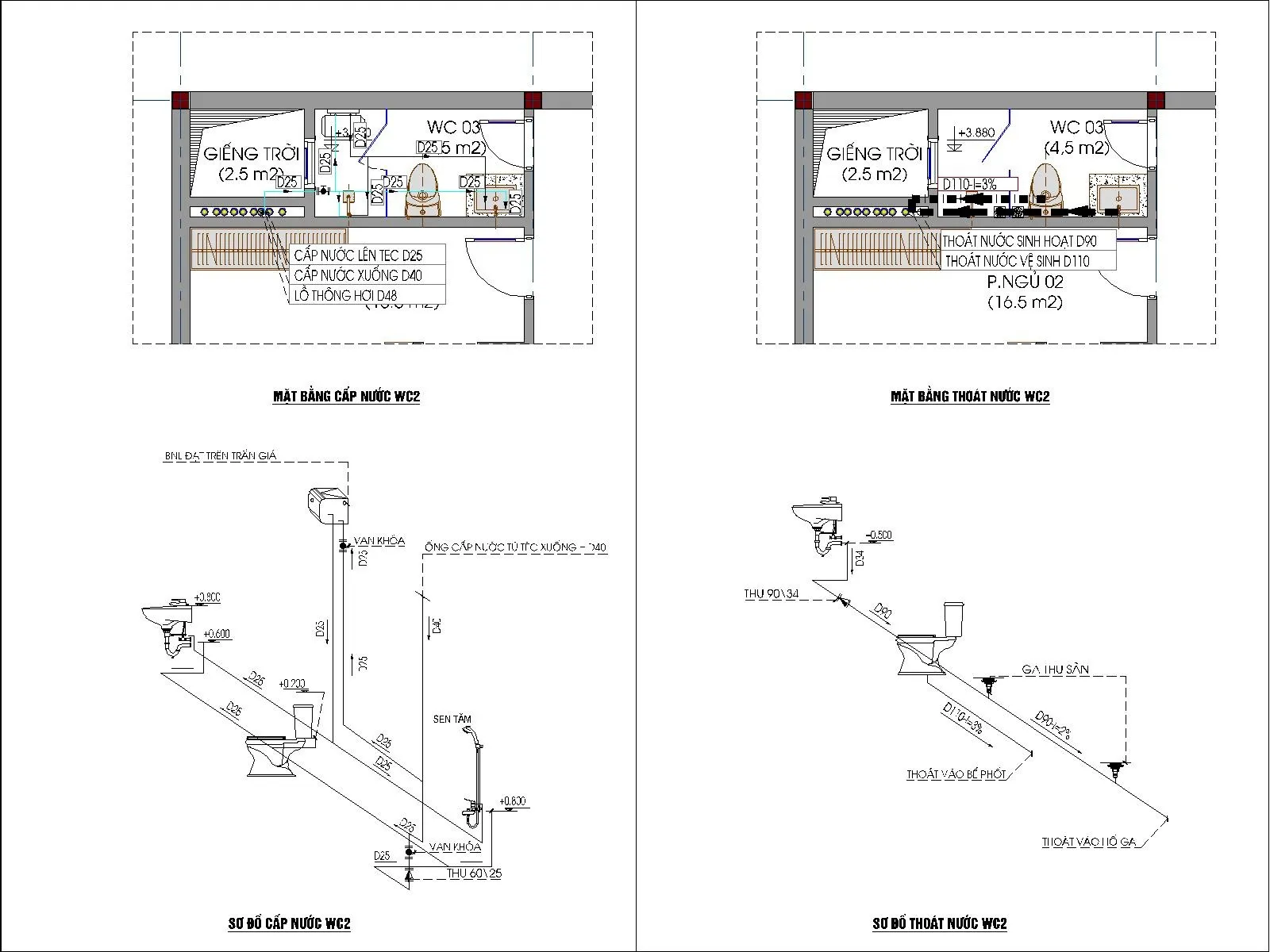 Trọn bộ bản vẽ điện nước nhà 2 tầng & sơ đồ chi tiết