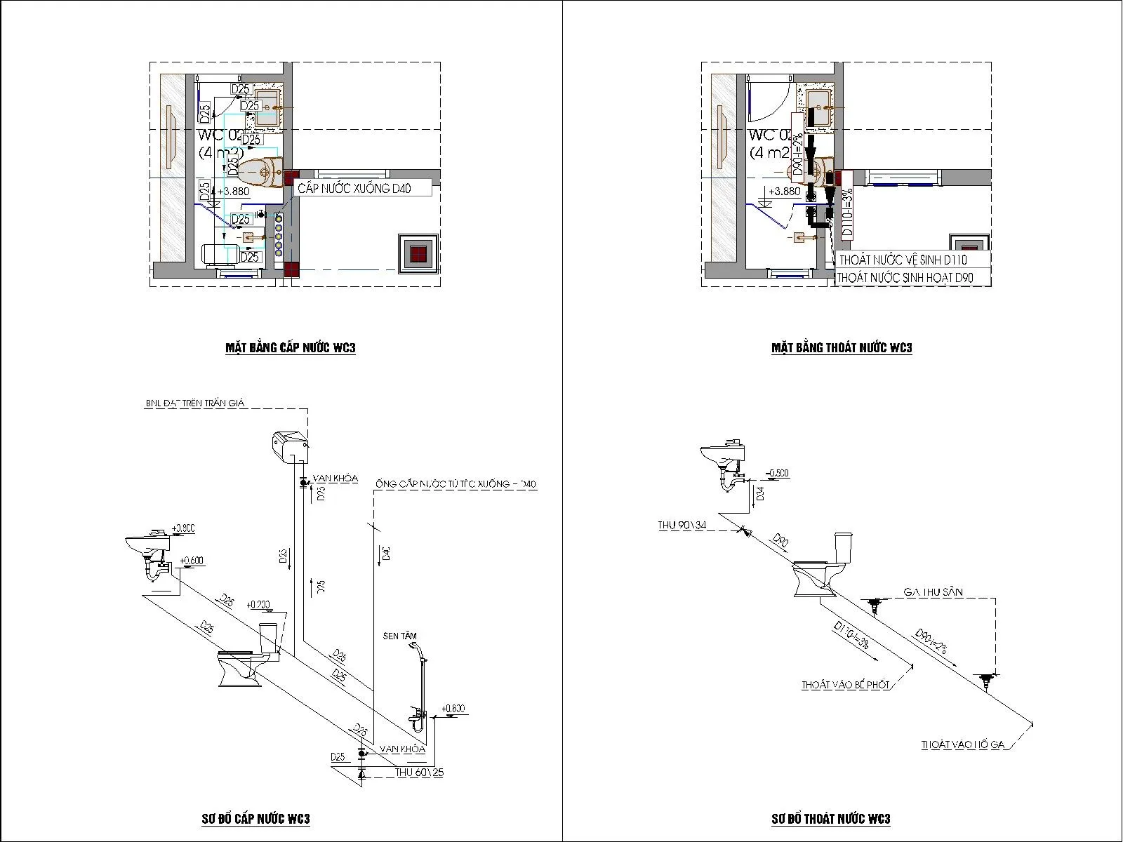 Trọn bộ bản vẽ điện nước nhà 2 tầng & sơ đồ chi tiết