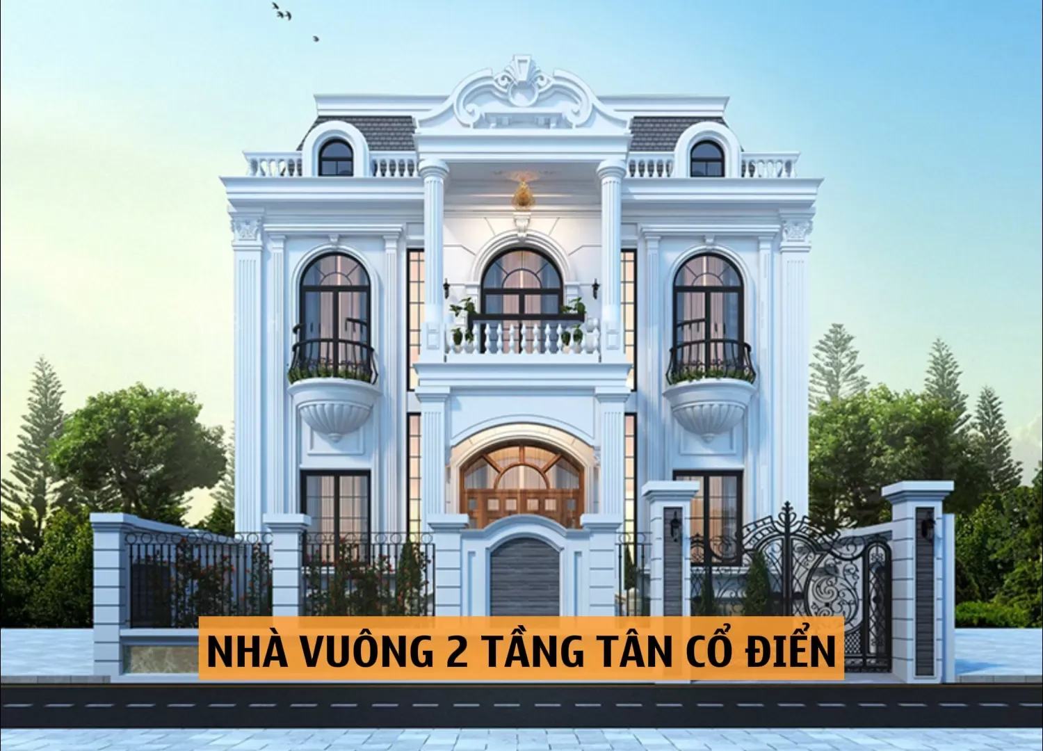 Xu hướng thiết kế mới nhất cho mẫu nhà vuông 2 tầng tân cổ điển