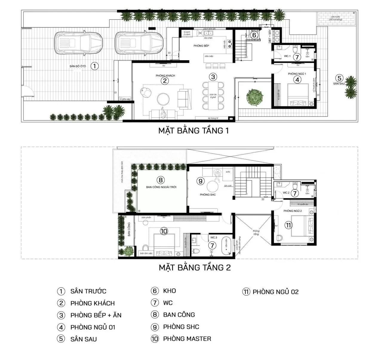 Ý tưởng và bản vẽ thiết kế nhà 2 tầng 7x11m được sử dụng nhiều nhất